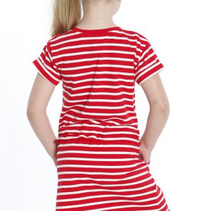 Ruby Joy Drawstring Dress – Red & White Stripes