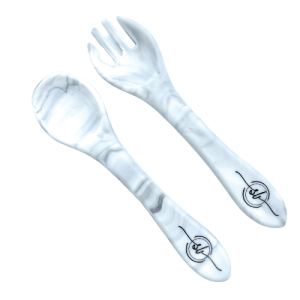 Silicone Spoon & Fork Set – Marble