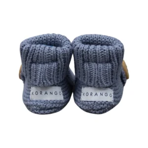 Korango – Knitted Button Booties – Blue