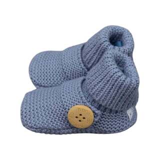 Korango - Knitted Button Booties - Blue