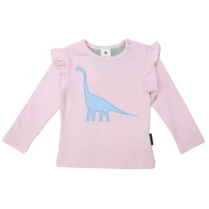 Korango – Girl’s Long Sleeve Top with Brachiosaurus Applique – Pink