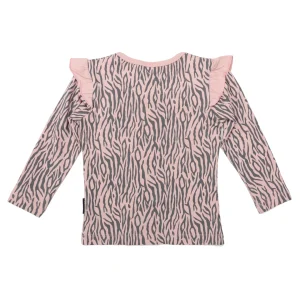 Korango Tiger Stripes Frill Top – Dusty Pink