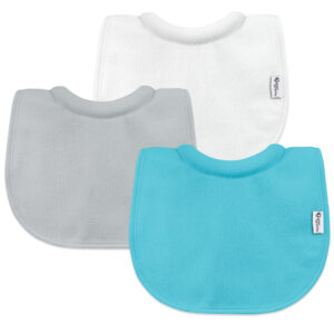 Green Sprouts – Stay dry Milk Catcher Bibs – Aqua/Grey/White (3pk) 0 -6 months