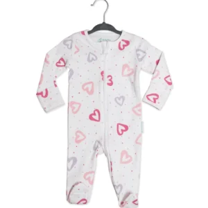 100% Organic Cotton Heart Sleepsuit / Romper 0-3 Months