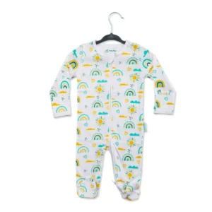 100% Organic Cotton Rainbow Sleepsuit / Romper 0-3 Months
