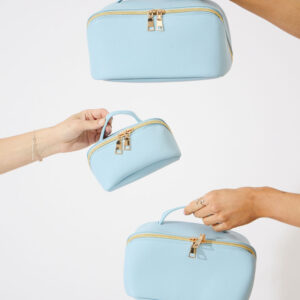 Nakoa The Label Vegan PU Leather Cosmetic Beauty Bag – Set Of 3 – Light Blue