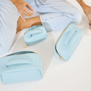 Nakoa The Label Vegan PU Leather Cosmetic Beauty Bag – Set Of 3 – Light Blue