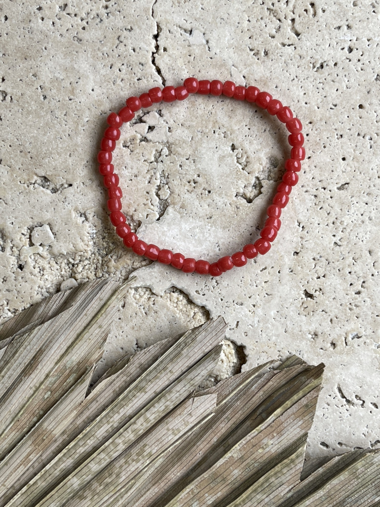 Nakoa The Label Glass Bead Bracelet - Kapolei - Red
