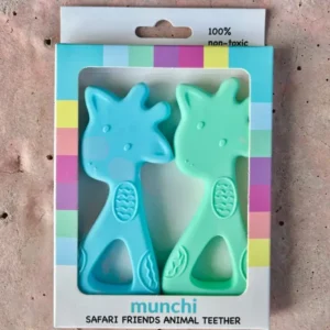 Munchi Giraffe Twin Pack Teethers – Blue and Green