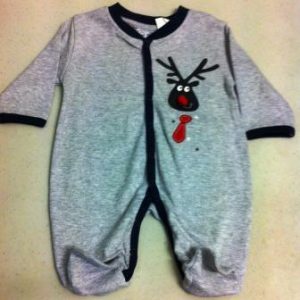 Just Hatched – Boys Reindeer Footed Romper/Grosuit – Grey