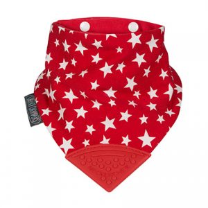 Cheeky Chompers Neckerchew Chewy Dribble Teething Bib – Red Stars