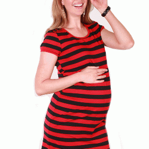 Angel Maternity Cotton Maternity Dress – Black/flame Stripe