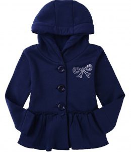 Girl’s Funky Babe Navy Bow Hooded Jacket