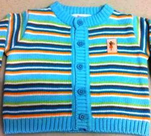 Little Bundles By Kaboosh – Baby Girls Aqua Stripe Knit Cardigan