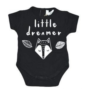 Little Dreamer Black Organic Bodysuit Onesie